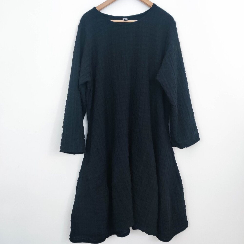 DTK Dress to Kill Jane Mohr Textured Black Long Sleeve Midi Dress One Size